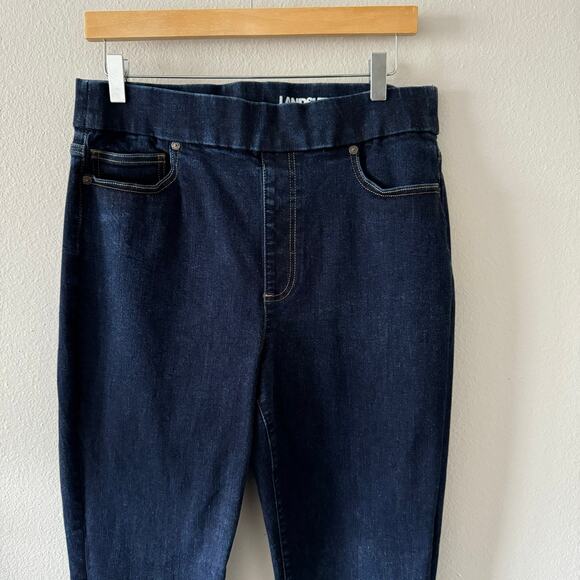 Land's End Mid Rise Curvy Pull On Skinny Stretch Jeans Jeggings Dark Wash Sz 14 - Picture 2 of 10